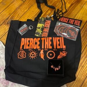 Pierce the Veil Black Necklace with Orange Accents